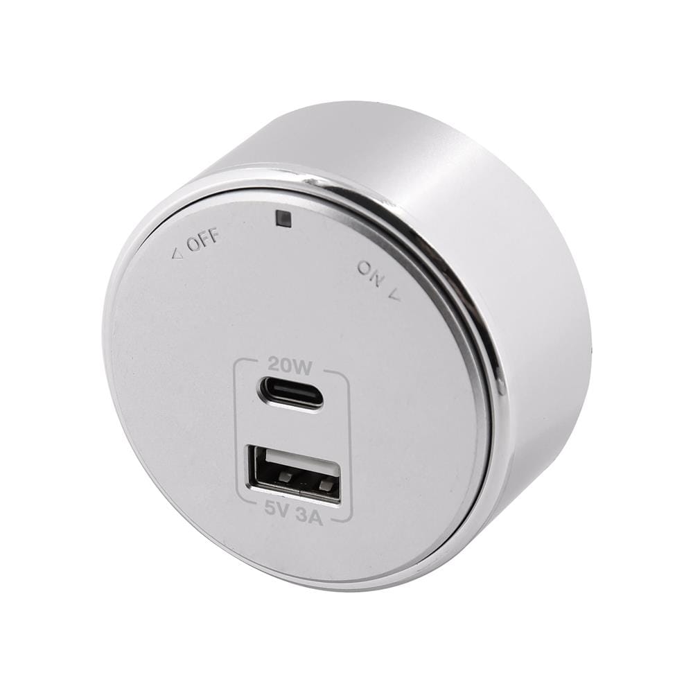เต้ารับไร้สาย TOSHINO USB TYPE A/C SK-PD20WSV 3 แอมป์ 20 วัตต์ สีเงิน