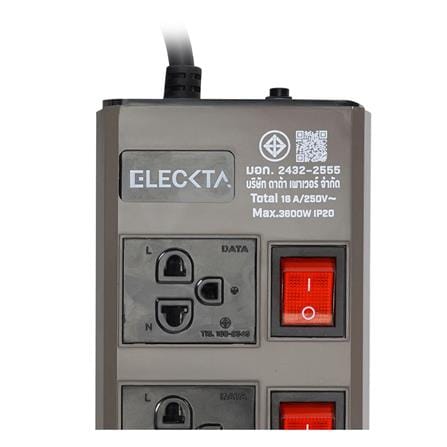 รางปลั๊กไฟ 4 ช่อง 4 สวิตช์ ELECKTA ETDW4664BR 16 แอมป์ 3 ม. สีน้ำตาล_8