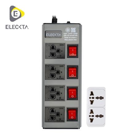 รางปลั๊กไฟ 4 ช่อง 4 สวิตช์ ELECKTA ETDW4664BG 16 แอมป์ 3 ม. สีเทา_0