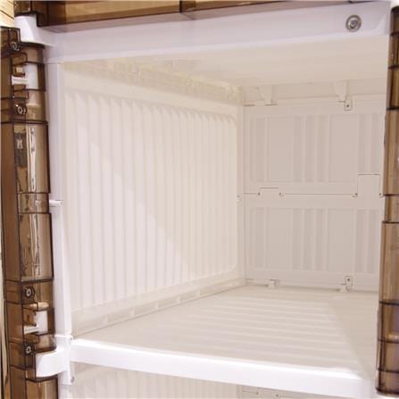 ตู้เสื้อผ้าพลาสติก 7 ช่อง 4 ลิ้นชัก 1 ราว FURDINI POCKO สีขาว/น้ำตาลใส_5
