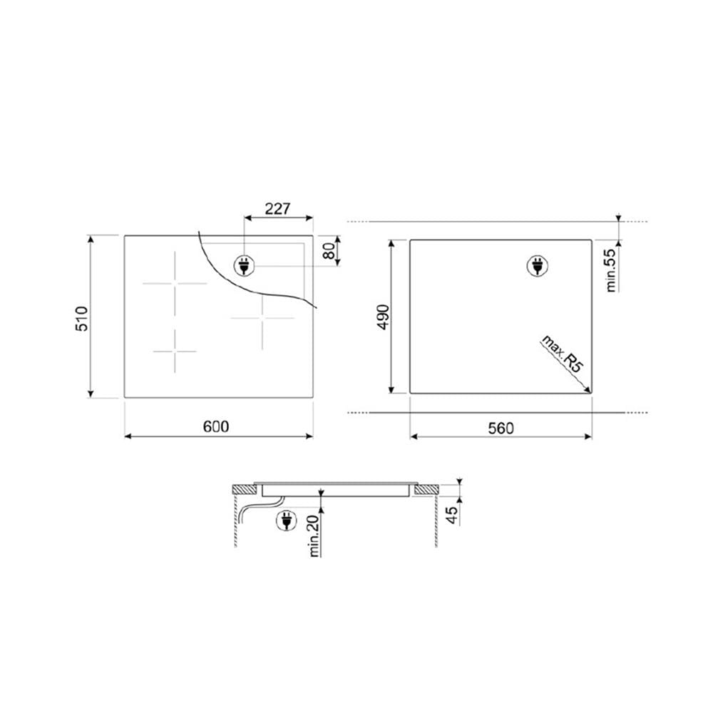 เตาฝัง+เครื่องดูดควัน SMEG SI1M7643B+KBT9L4VN