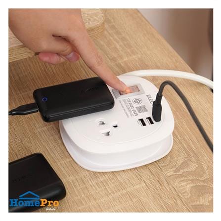 รางปลั๊กไฟพกพา 2 ช่อง 1 สวิตช์ 2 USB-A 1 TYPE-C ELECKTA ET-H9122_4