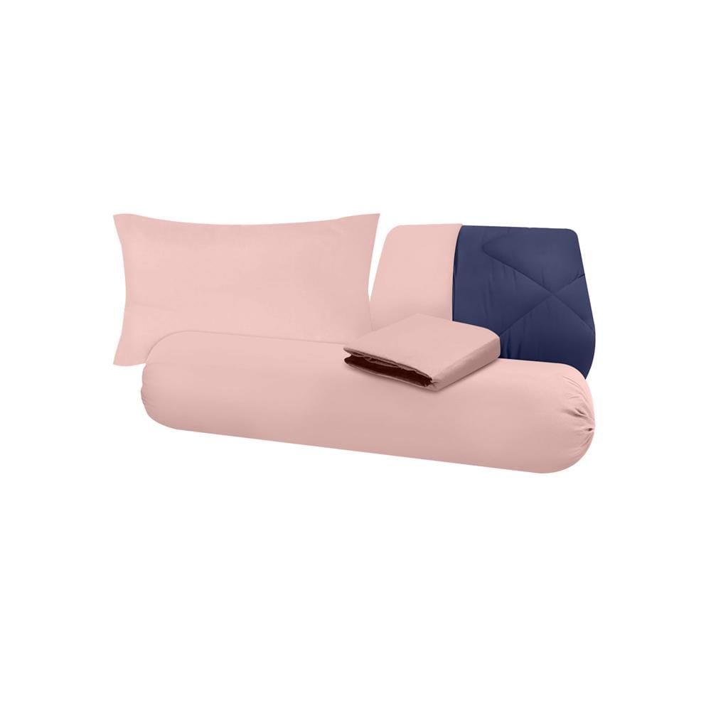 ชุดผ้าปูที่นอน 3.5 ฟุต (ชุด 4 ชิ้น) SANTA BEDDING สี PINK/NAVY BLUE