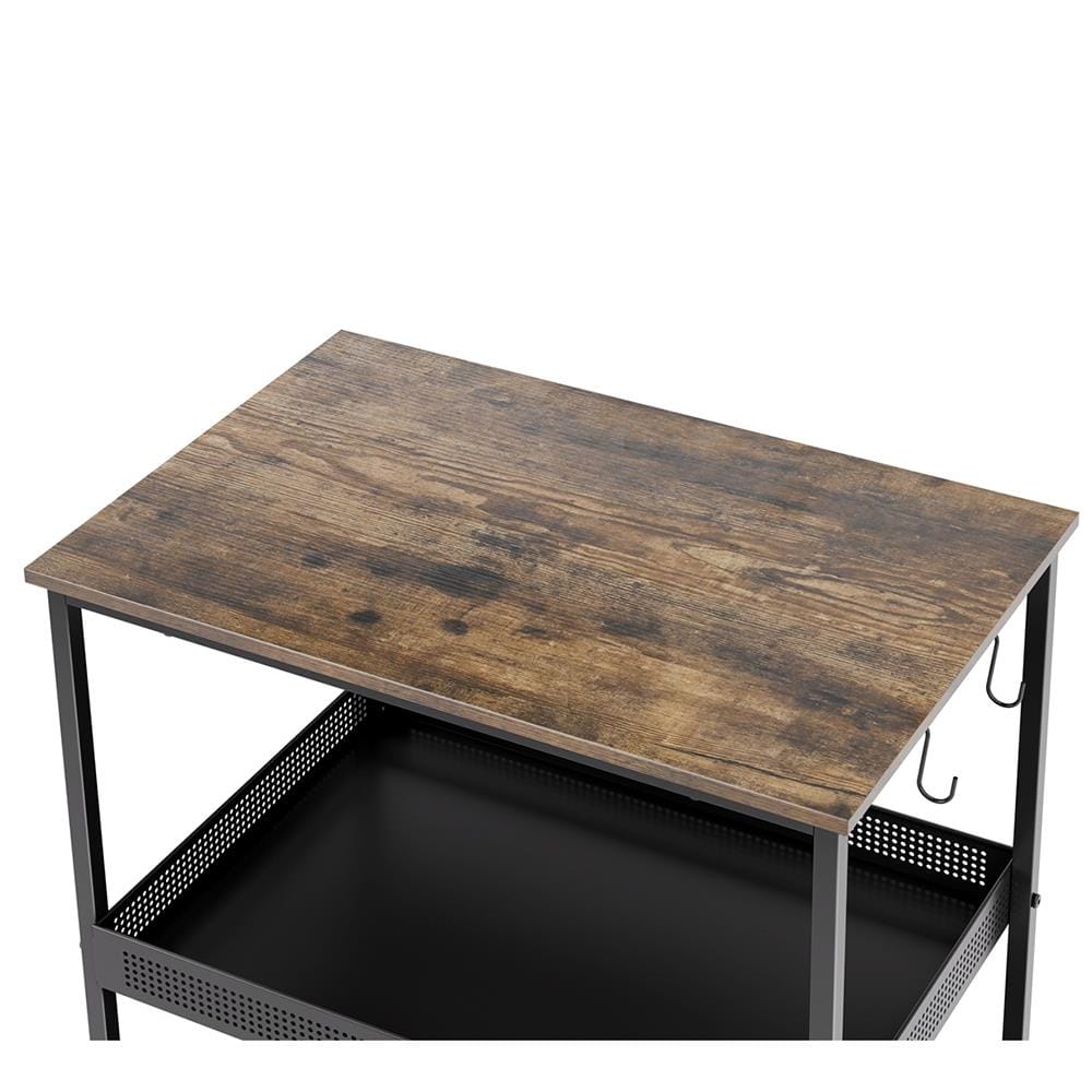 ชั้นวางของเหล็ก 3 ชั้น พร้อม TOP ไม้ มีล้อ STACKO RUSTIC 60x40x81.2 ซม. สีดำ