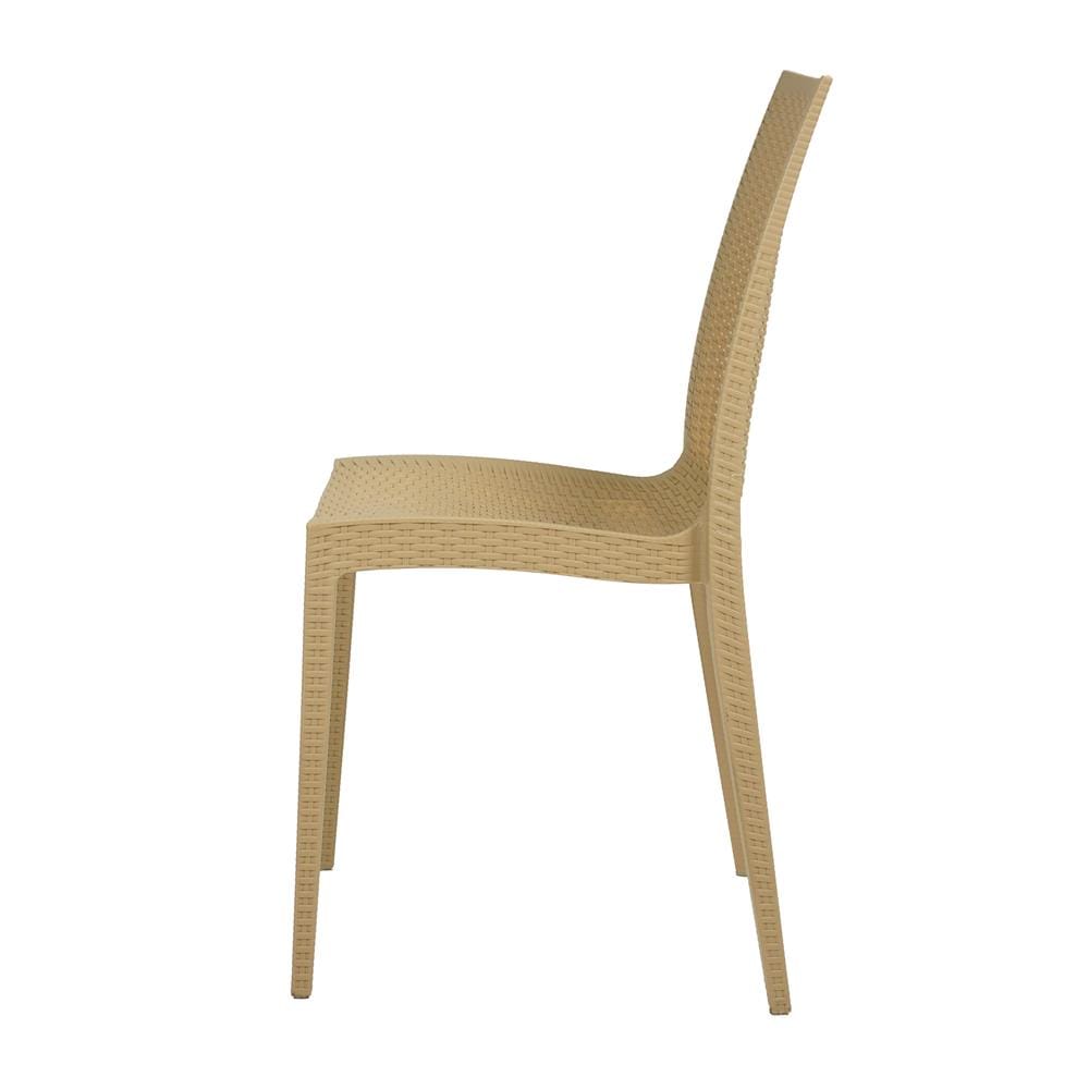 เก้าอี้พลาสติก SPRING RATTAN ลายหวาย สีเบจ