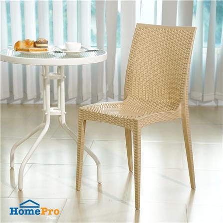 เก้าอี้พลาสติก SPRING RATTAN ลายหวาย สีเบจ_6