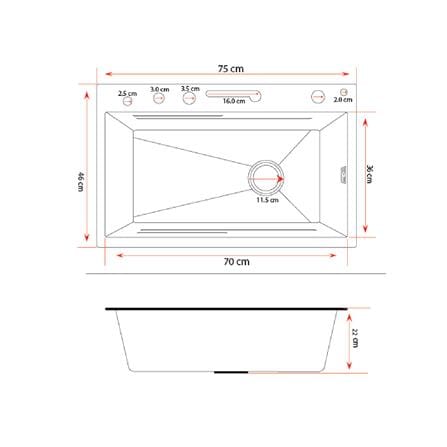 ซิงค์ฝัง 1 หลุม S-FLO NL0007 7546 SM03-B สีดำ_3
