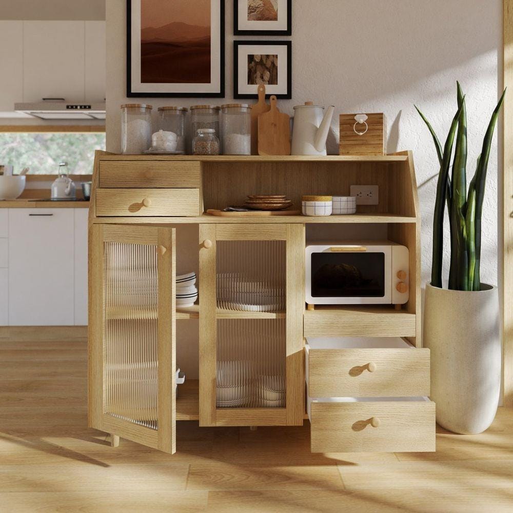 ตู้เตี้ยบานผสม SB FURNITURE MIZU 19215939 120 ซม. สีไม้อ่อน