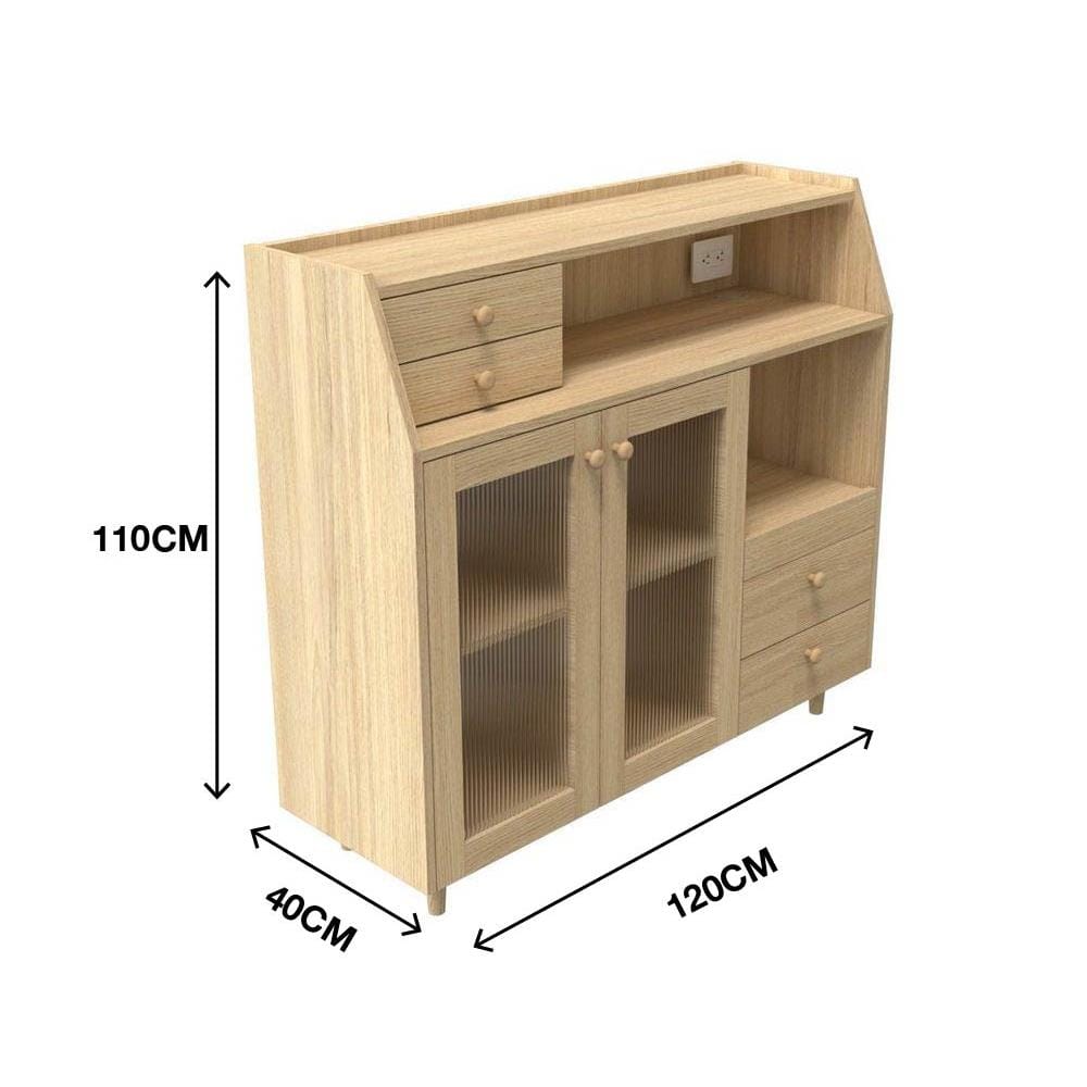 ตู้เตี้ยบานผสม SB FURNITURE MIZU 19215939 120 ซม. สีไม้อ่อน