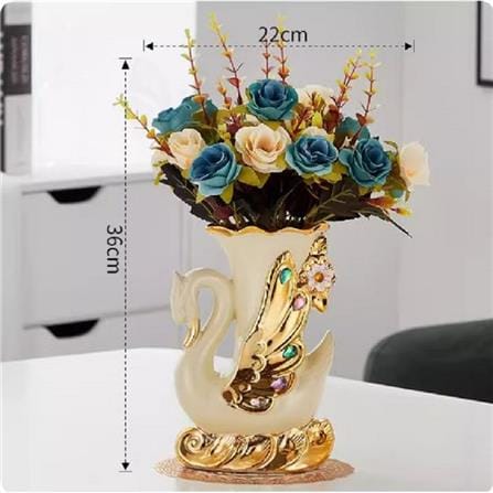 แจกันตกแต่งพร้อมกุหลาบสีฟ้า INTERY CT209E041_09 สีขาว/ฟ้า/ทอง_6