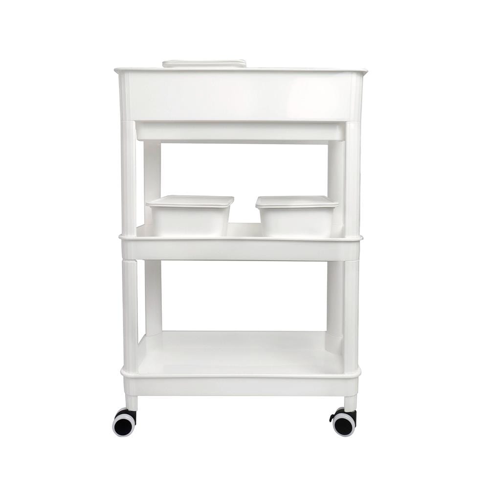 ชั้นพลาสติก 3 ชั้นพร้อมล้อ STACKO GENIE 45x23.5x66.5 ซม. สีขาว