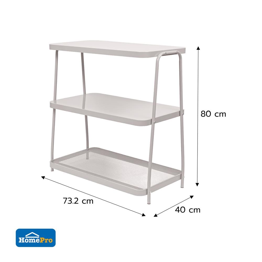 ชั้นวางของ 3 ชั้น STACKO LAMI 40x73.2x80 ซม. สีวอร์มเกรย์