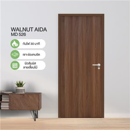 ประตูภายในเมลามีนทนไฟ METRO MD526 WALNUT AIDA 90x200 ซม. สีโอ๊ค_3