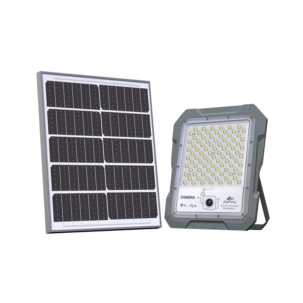 สปอตไลท์ SOLAR RANDY DW-BWC 400 วัตต์ COOL WHITE สีเทา พร้อมกล้อง CCTV