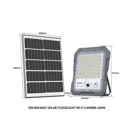 สปอตไลท์ SOLAR RANDY DW-BWC 400 วัตต์ COOL WHITE สีเทา พร้อมกล้อง CCTV_16