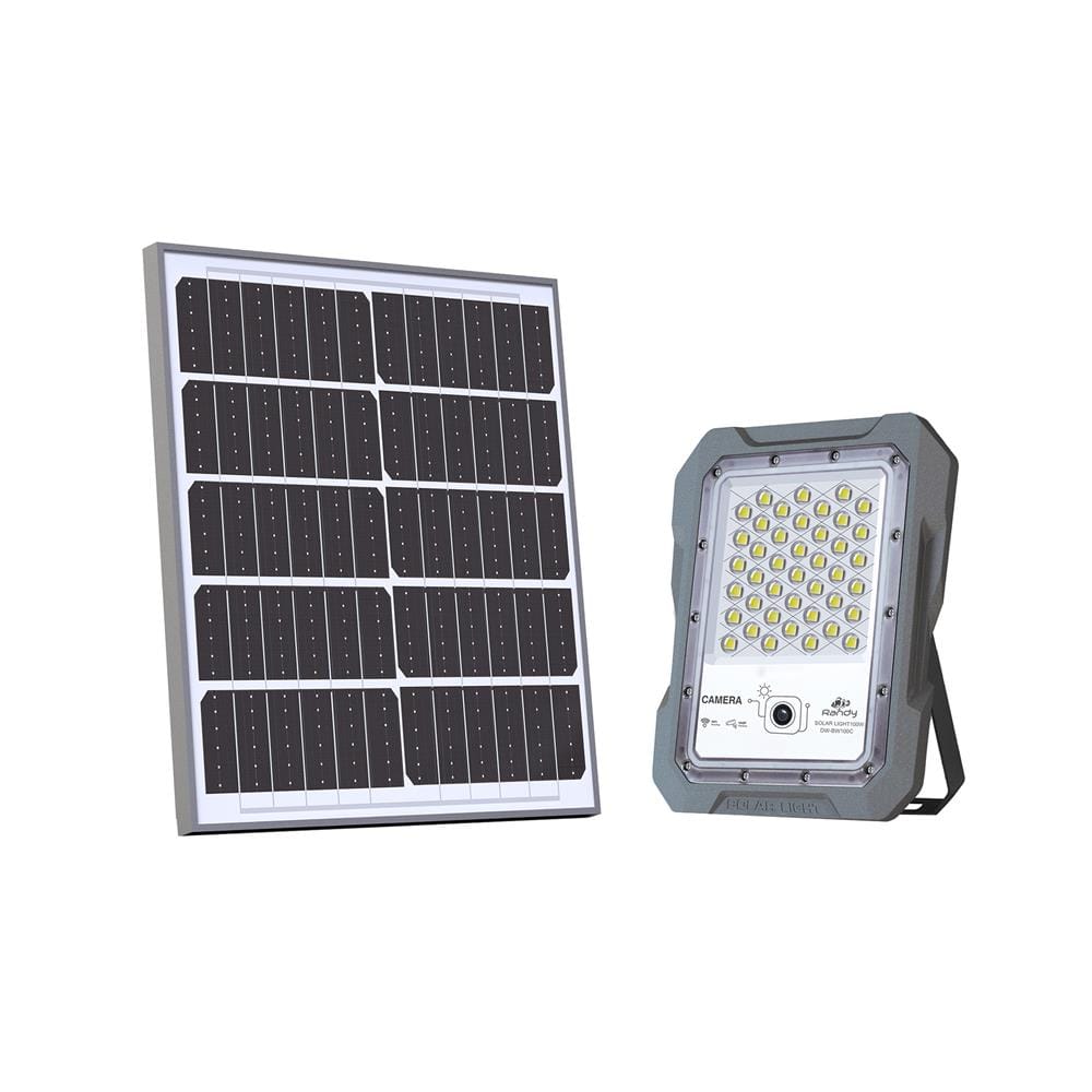 สปอตไลท์ SOLAR RANDY DW-BWC 100 วัตต์ COOL WHITE สีเทา พร้อมกล้อง CCTV