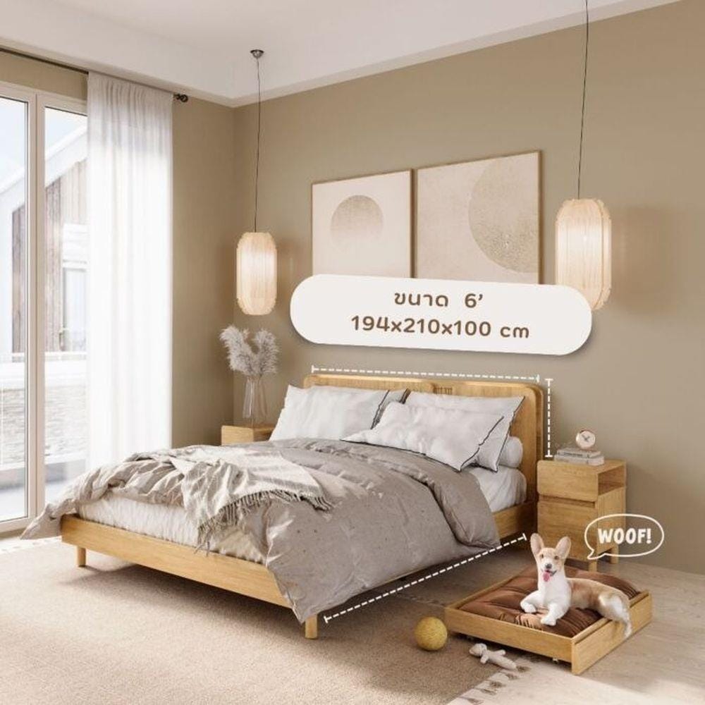 ชุดห้องนอน 6 ฟุต SB FURNITURE SKIFT 59063321 สีไม้อ่อน
