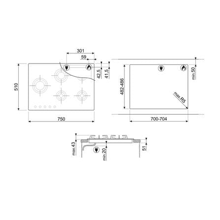 เตาฝัง+เครื่องดูดควัน SMEG PX375LMB+KV394MB_7
