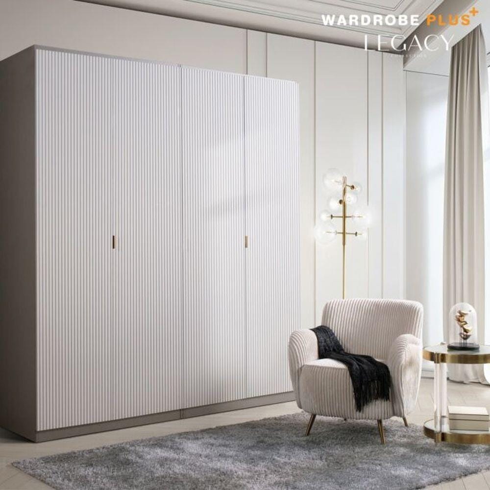ตู้เสื้อผ้า 4 บานเปิด SB BUILT IN WARDROBE PLUS 59062802 200 ซม. สีเทา