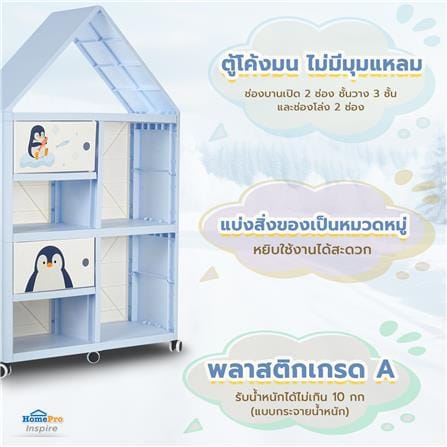 ตู้บานเปิด 2 บาน STACKO LITTLE-P 65x26x108 ซม. สีฟ้า/ขาว_4