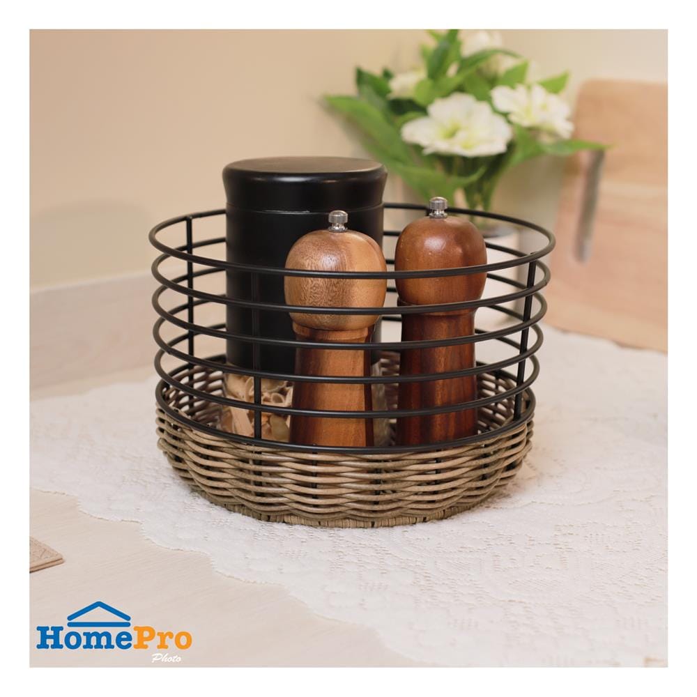 ตะกร้าหวายเทียมทรงกลมสูง KECH HAZEL 25x25x15 ซม.