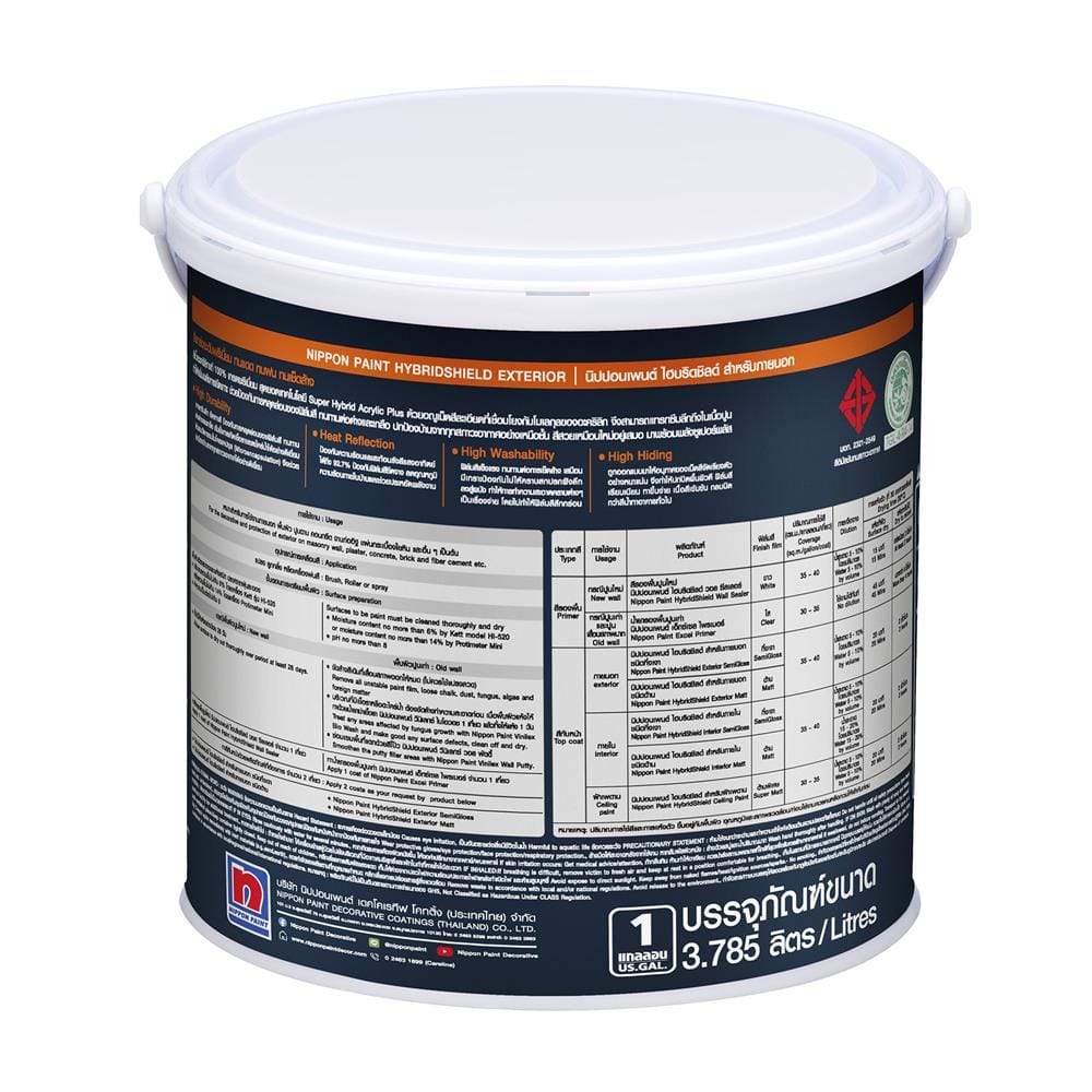 สีน้ำทาภายนอก ชนิดด้าน NIPPON PAINT HYBRIDSHIELD BASE A 1 แกลลอน