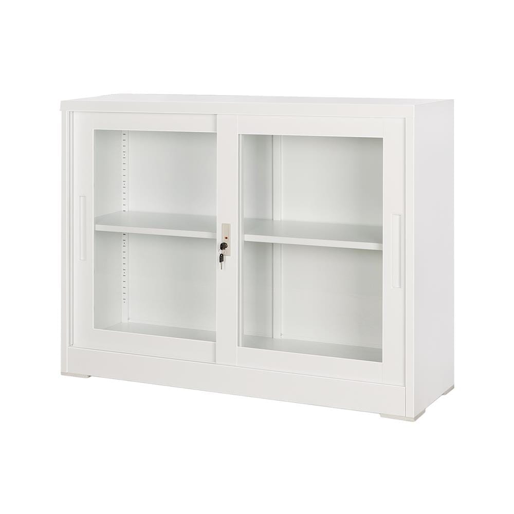 ตู้เหล็ก บานเลื่อนกระจก FURDINI KULLEN FYD-W002 120 ซม. สีขาว