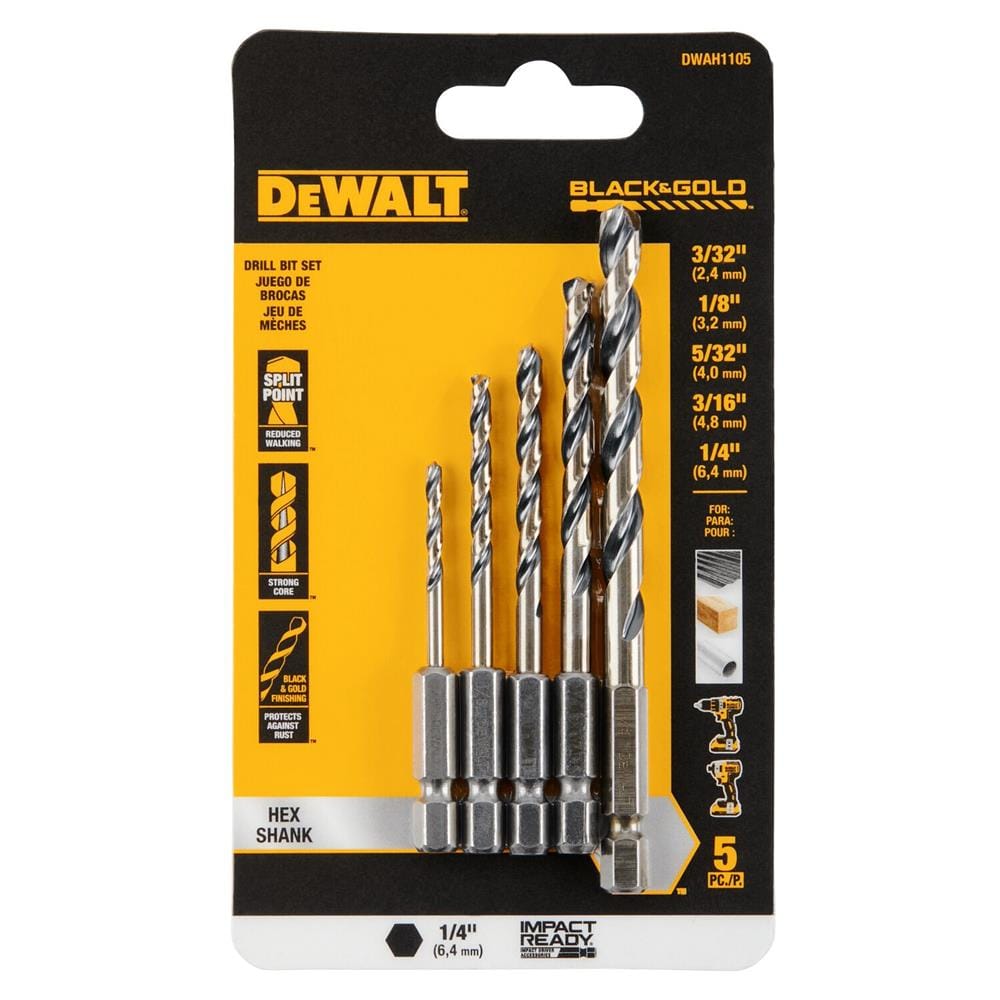 ชุดดอกสว่านก้านหกเหลี่ยม DEWALT DWAH1105 (5 ชิ้น)