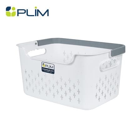 ตะกร้าผ้าเหลี่ยมเตี้ยหูหิ้ว PLIM OLAV SIZE S สีขาว