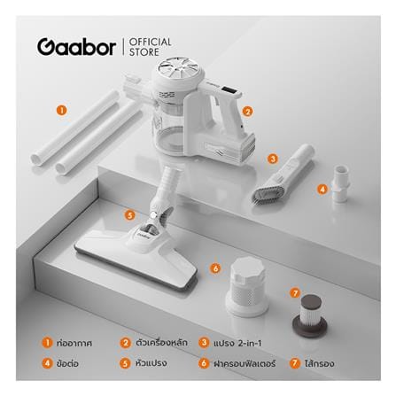 เครื่องดูดฝุ่นแบบด้าม GAABOR CW-12T01A สีขาว_9