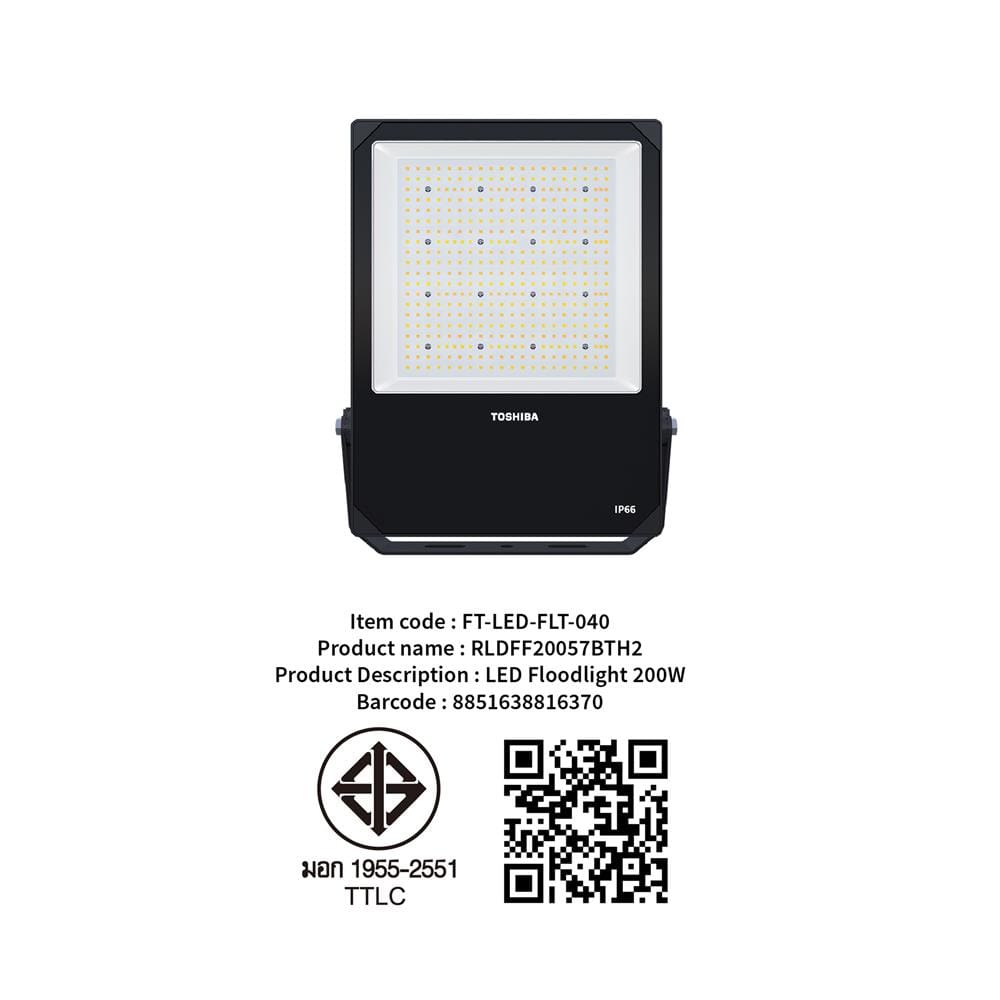สปอตไลท์ภายนอก LED TOSHIBA FT-LED-FLT-040 200 วัตต์ DAYLIGHT