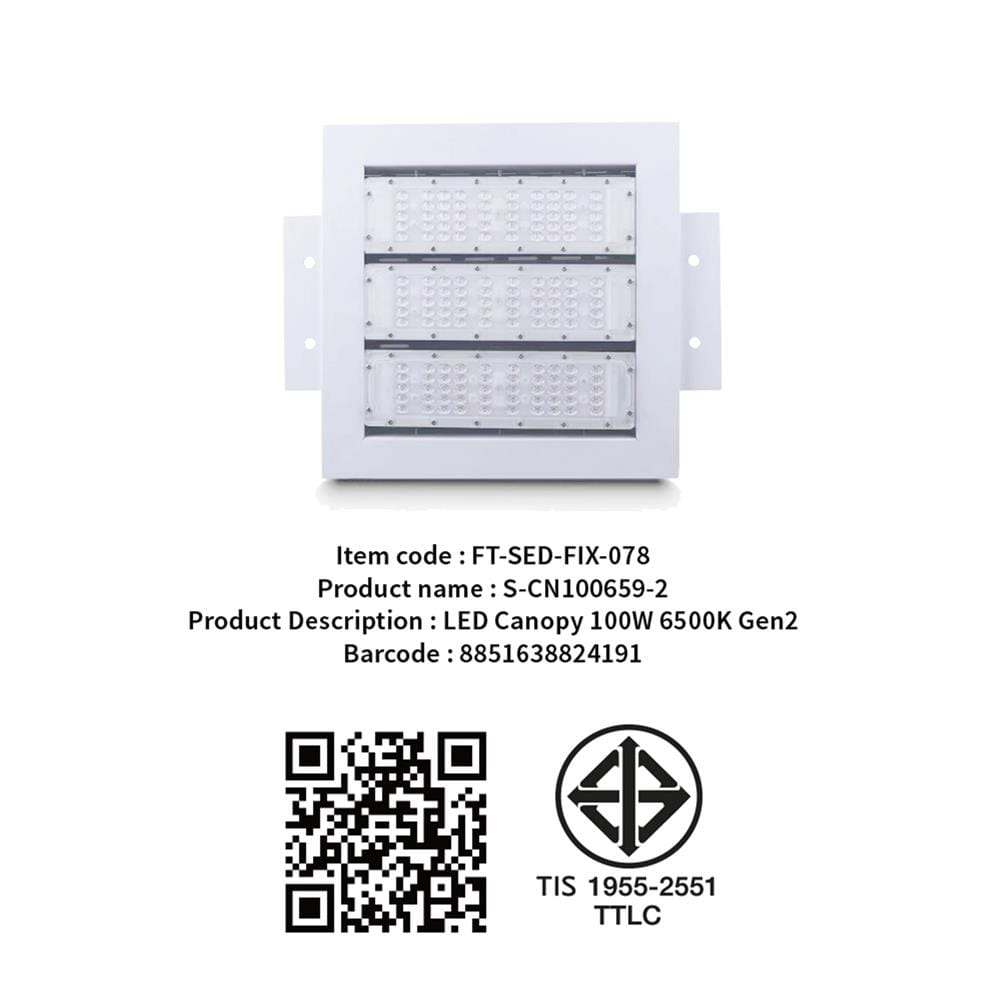 โคมฝังฝ้า LED SHINING CANOPY PREMIUM FT-SED-FIX-078 100 วัตต์ DAYLIGHT