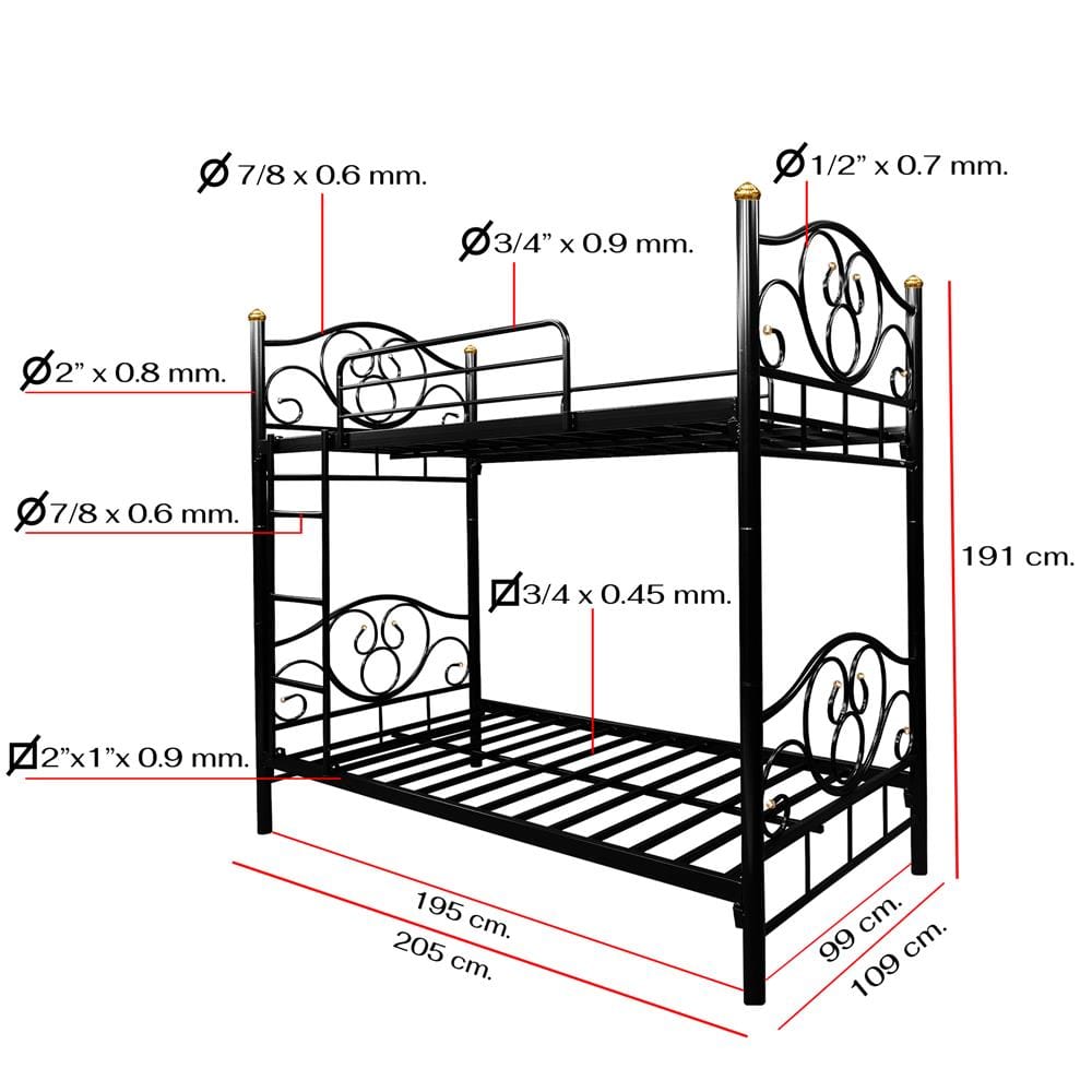 เตียง 2 ชั้น THAIBULL SSTLOT2F-0141-105R สีดำ