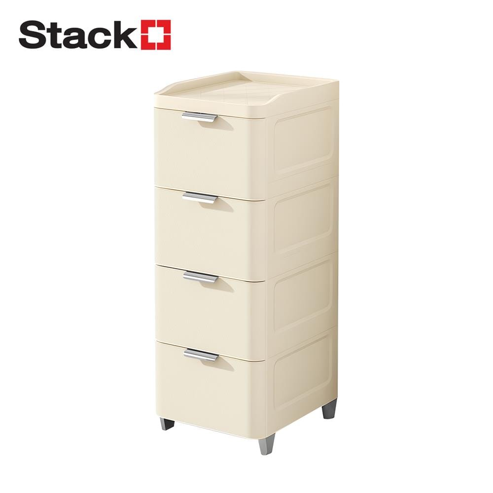 ตู้ลิ้นชัก 4 ชั้น STACKO LINNA 35x41x90 ซม. สีครีม