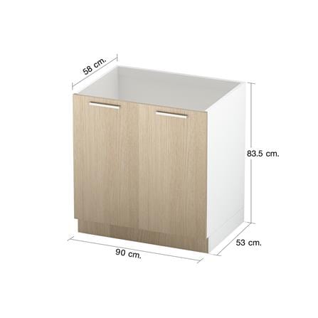 บานคู่โครงตู้ล่าง CABIN JUNO UPVC 90x83.5 ซม. สีบีช_5