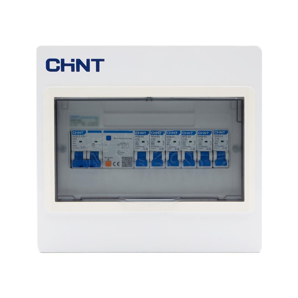 ชุดตู้คอนซูมเมอร์ยูนิต 6 ช่อง พร้อม เมน RCBO 63A และเบรกเกอร์ลูกย่อย CHINT