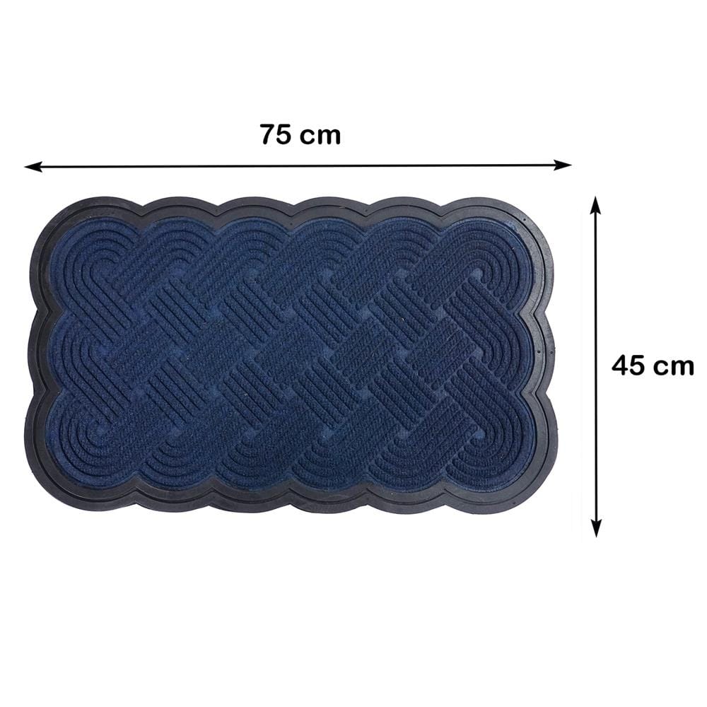 พรมเช็ดเท้าดักฝุ่น HOME LIVING STYLE SCALLOP 45x75 ซม. สีน้ำเงินเข้ม