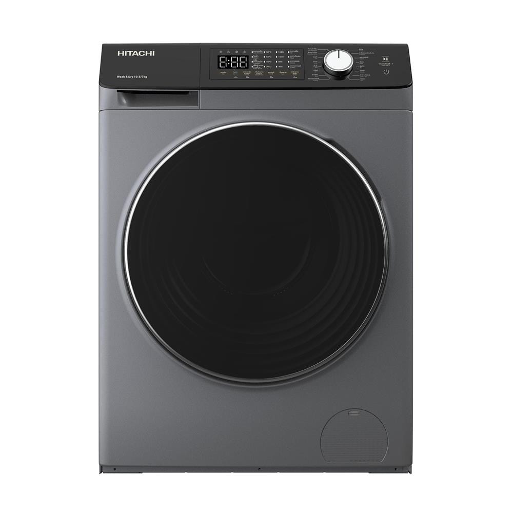 เครื่องซักอบผ้าฝาหน้า HITACHI BD-D1054HVOS 10.5/7 กก. 1400RPM อินเวอร์เตอร์ สีเทา