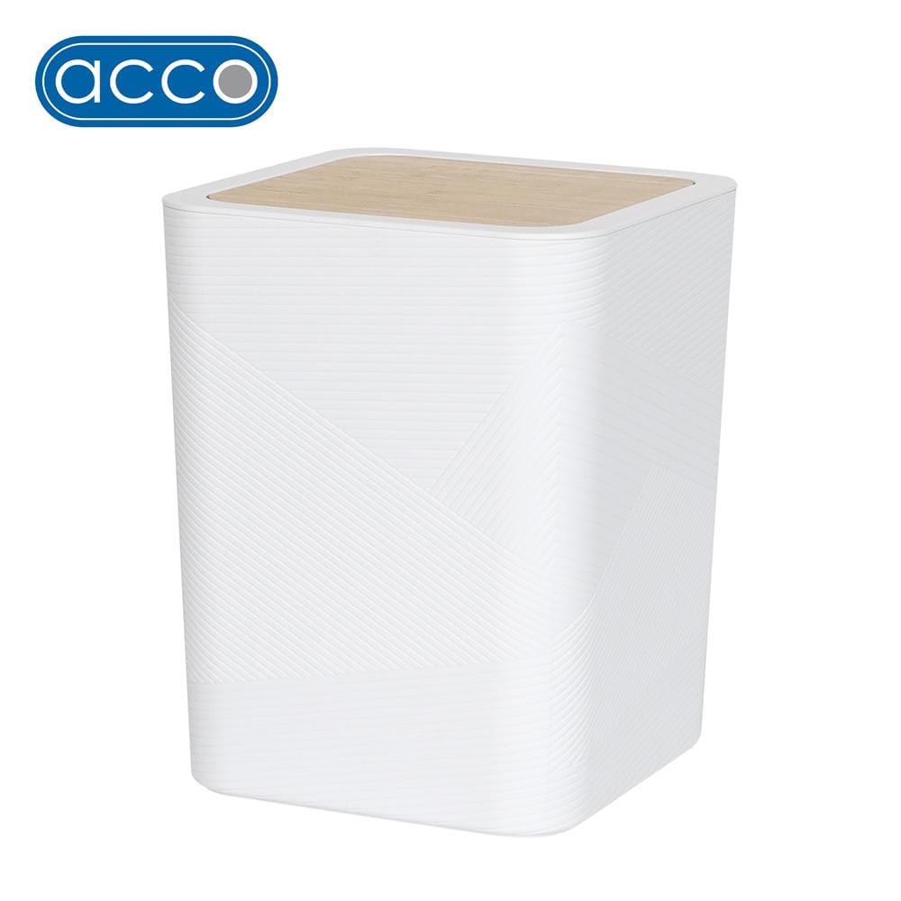 ถังขยะเหลี่ยมฝาสวิง ACCO MOKU 7.5 ลิตร สีขาว