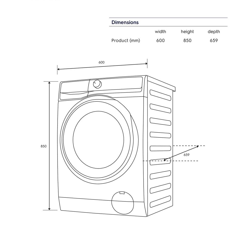 เครื่องซักอบผ้าฝาหน้าพร้อมขาตั้ง ELECTROLUX EWW1343P5SC 13/9 กก. 1400RPM อินเวอร์เตอร์ สีเทาเข้ม