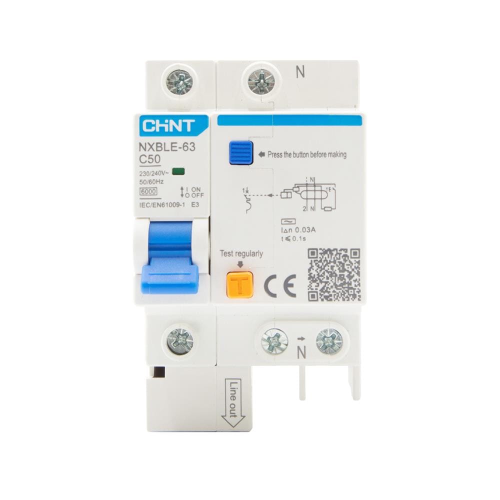 เมนเบรกเกอร์กันดูด 50 แอมป์ 1 โพล CHINT NXBLE-63