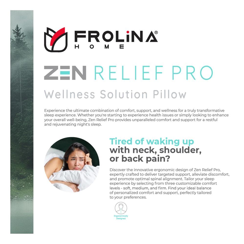 หมอนหนุน ไมโครไฟเบอร์ FROLINA ZEN RELIEF PRO S BAG 19x29 นิ้ว สีขาว