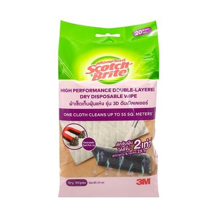 ผ้าเช็ดเก็บฝุ่นแห้ง SCOTCH-BRITE 3D ดับเบิลเลเยอร์ (แพ็ก 20 แผ่น)_0