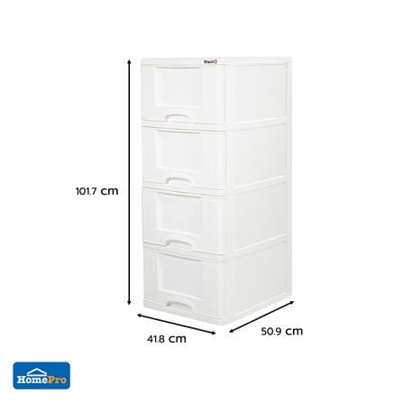 ตู้ลิ้นชัก 4 ชั้น STACKO MARU 41.8x50.9x101.7 ซม. สีขาว_9