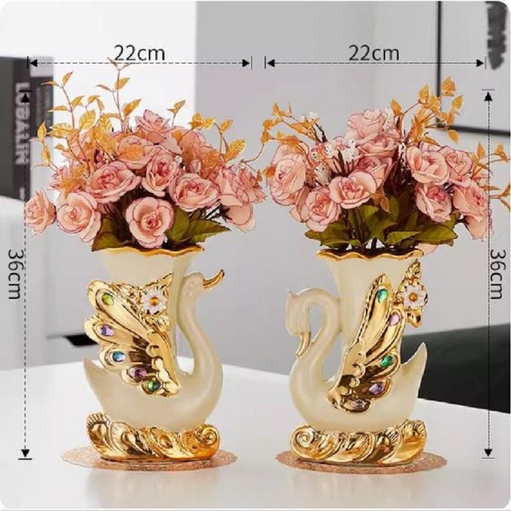 ของตกแต่ง แจกันพร้อมดอกกุหลาบ INTERY CT209E041_16 สีชมพู