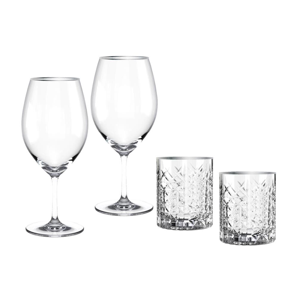 ชุดแก้วไวน์ 625 มล. และแก้ววิสกี้ 350 มล. OCEAN GLASS RETIREMENT BD PLATINUM RIMIMG (แพ็ก 4 ชิ้น)