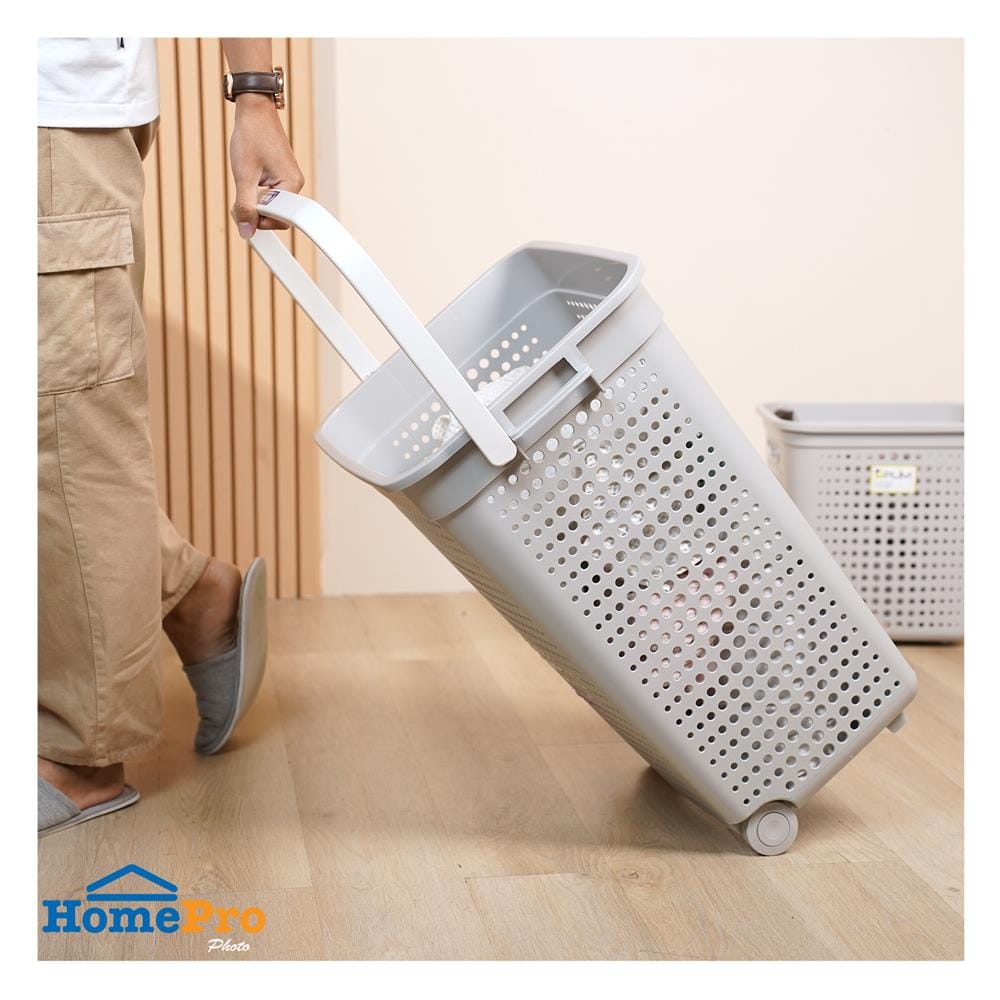 ตะกร้าผ้าล้อลาก PLIM BUBBLE HH-1226 สีเทา