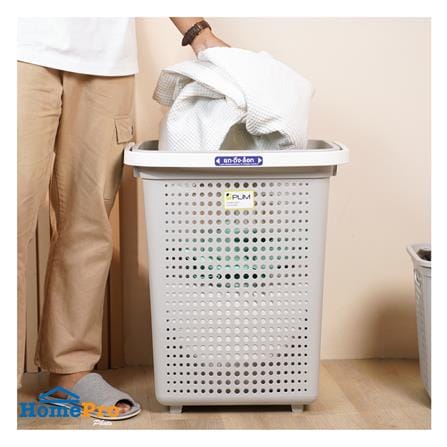 ตะกร้าผ้าล้อลาก PLIM BUBBLE HH-1226 สีเทา_4