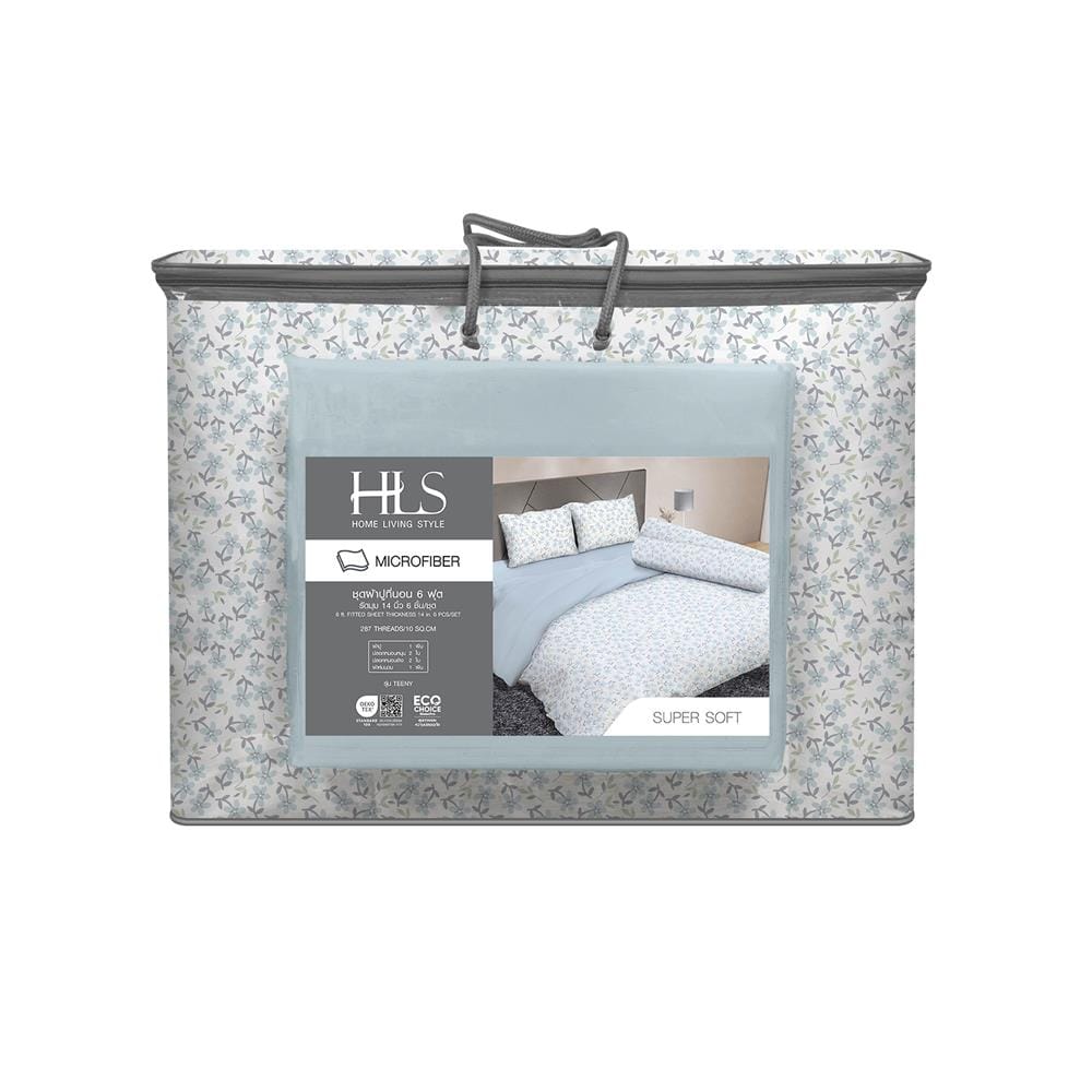 ชุดผ้าปูที่นอน 6 ฟุต (ชุด 6 ชิ้น) HOME LIVING STYLE TEENY สี BLUE