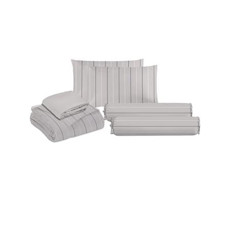ชุดผ้าปูที่นอน 6 ฟุต (ชุด 6 ชิ้น) HOME LIVING STYLE PINSTRIPE สี GREY_1